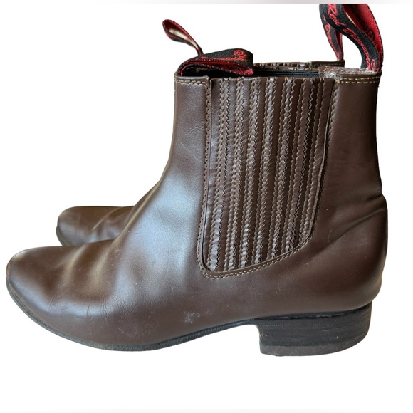 Vintage Red Diamond Brown Slip On 70s Retro Men’s 7.5 Boots Rare - Picture 2 of 11